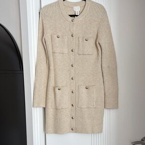 H&M Beige Ribbed Mini Dress